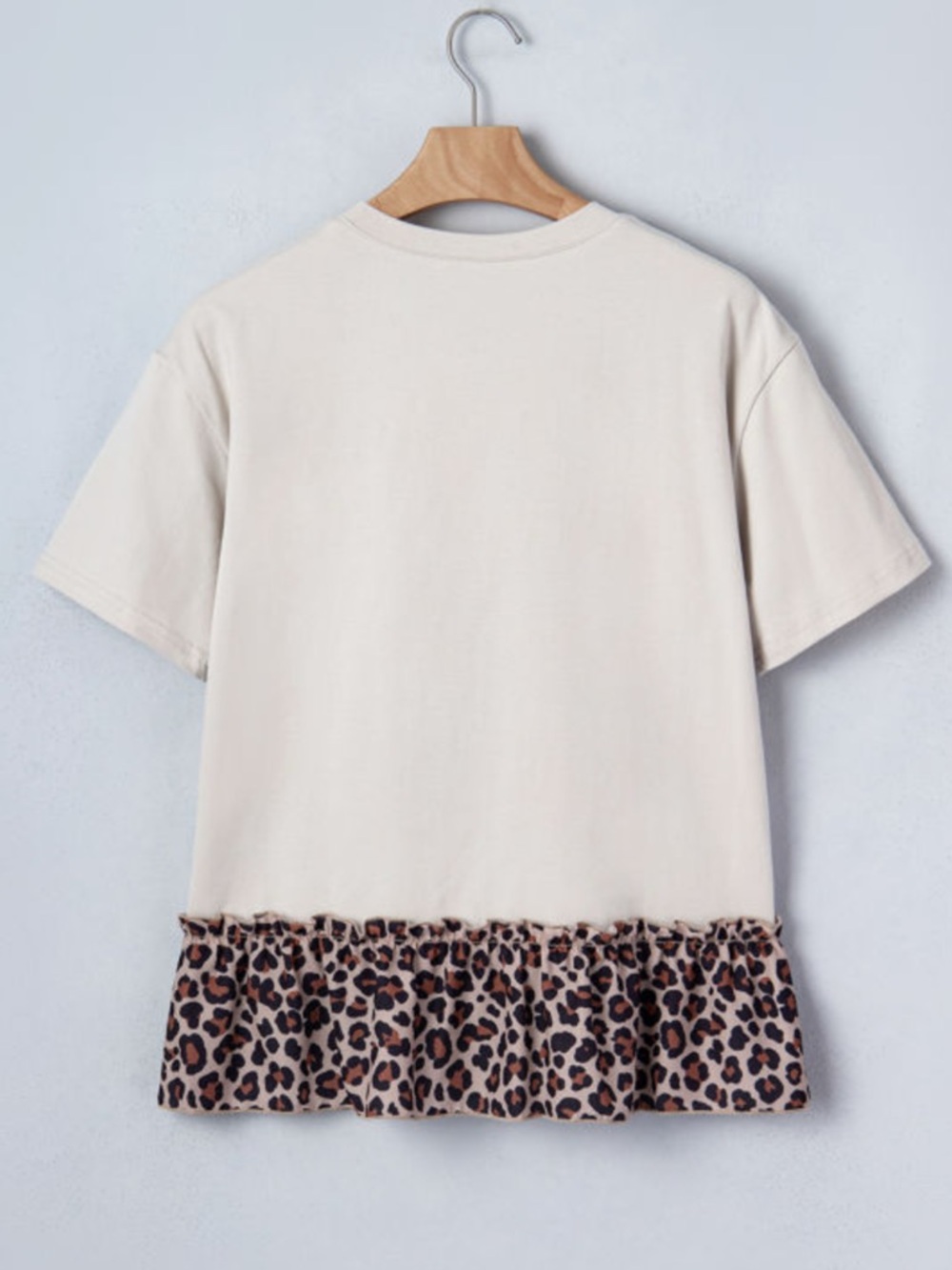 1211. Retro cotton Cowgirl leopard print ruffle trim short sleeve T-Shirt - Picture 5 of 5